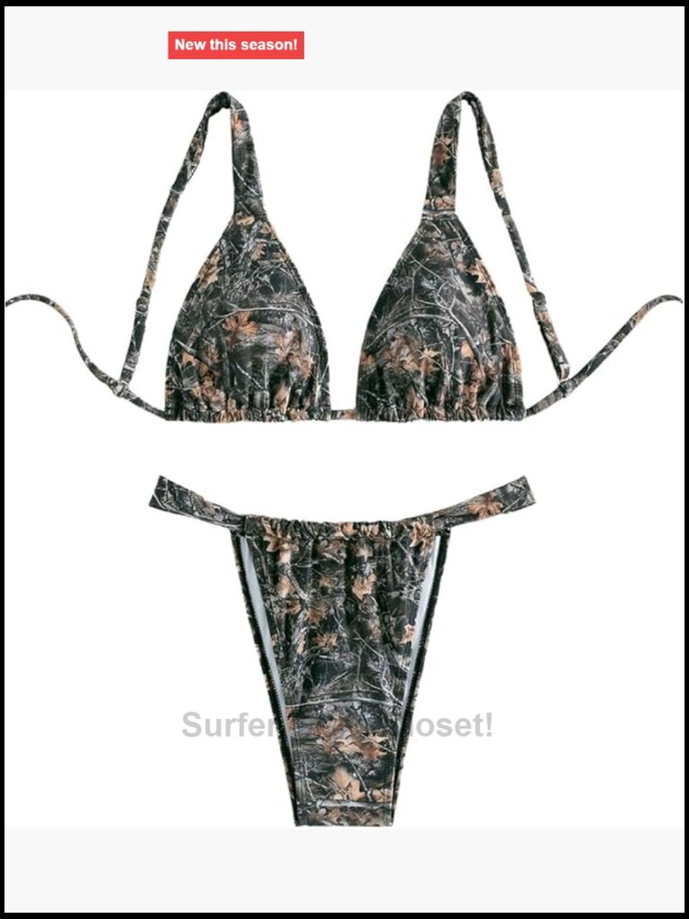 Triangle Camo Print Bikini Set - Olive/Black